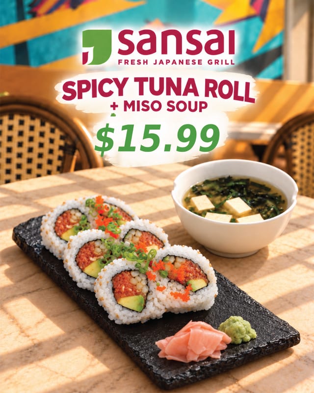 Spicy Tuna Roll + Miso Soup.