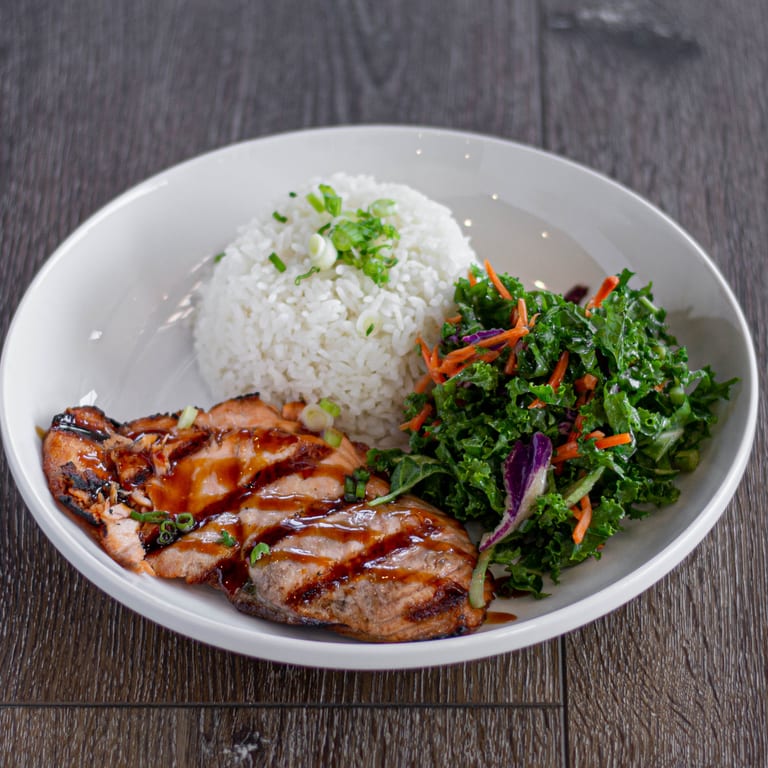 Savor our salmon bowl
