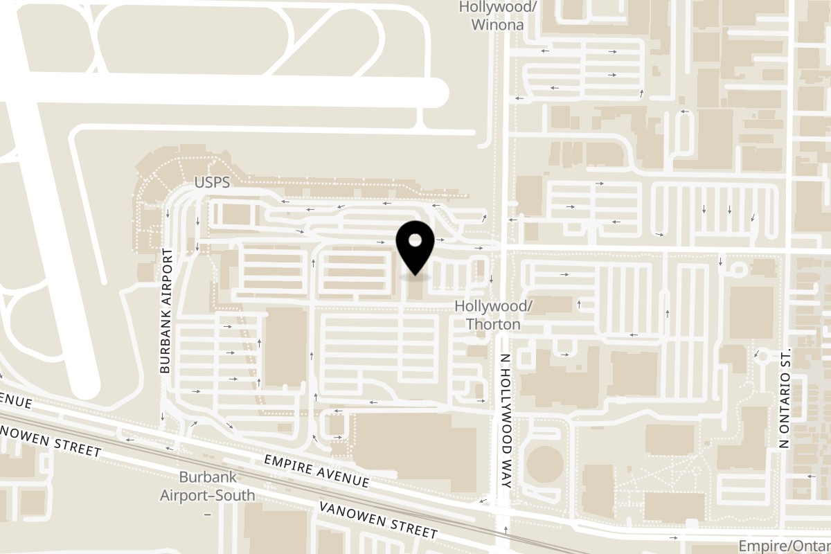 Map showing the location of SanSai Japanese Grill Burbank on 2575 N Hollywood Way Unit 107 in Burbank